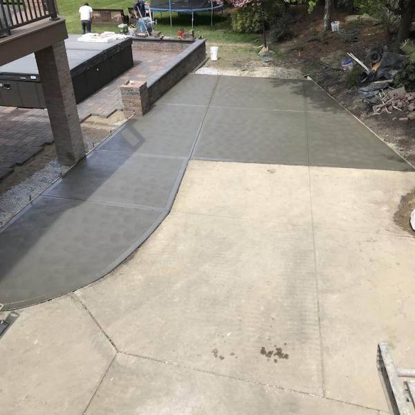 Patio pavers with block wall 2