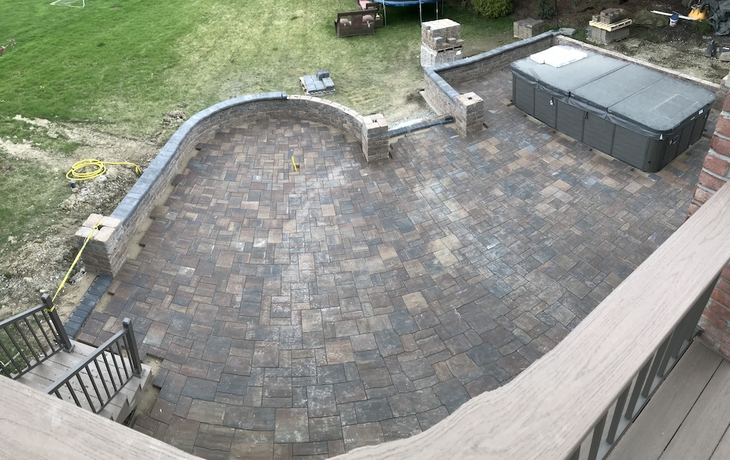 Patio pavers with block wall 